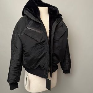 Air Jordan Women’s Ultra Cozy Faux Fur Jacket, black, small, REVERSIBLE